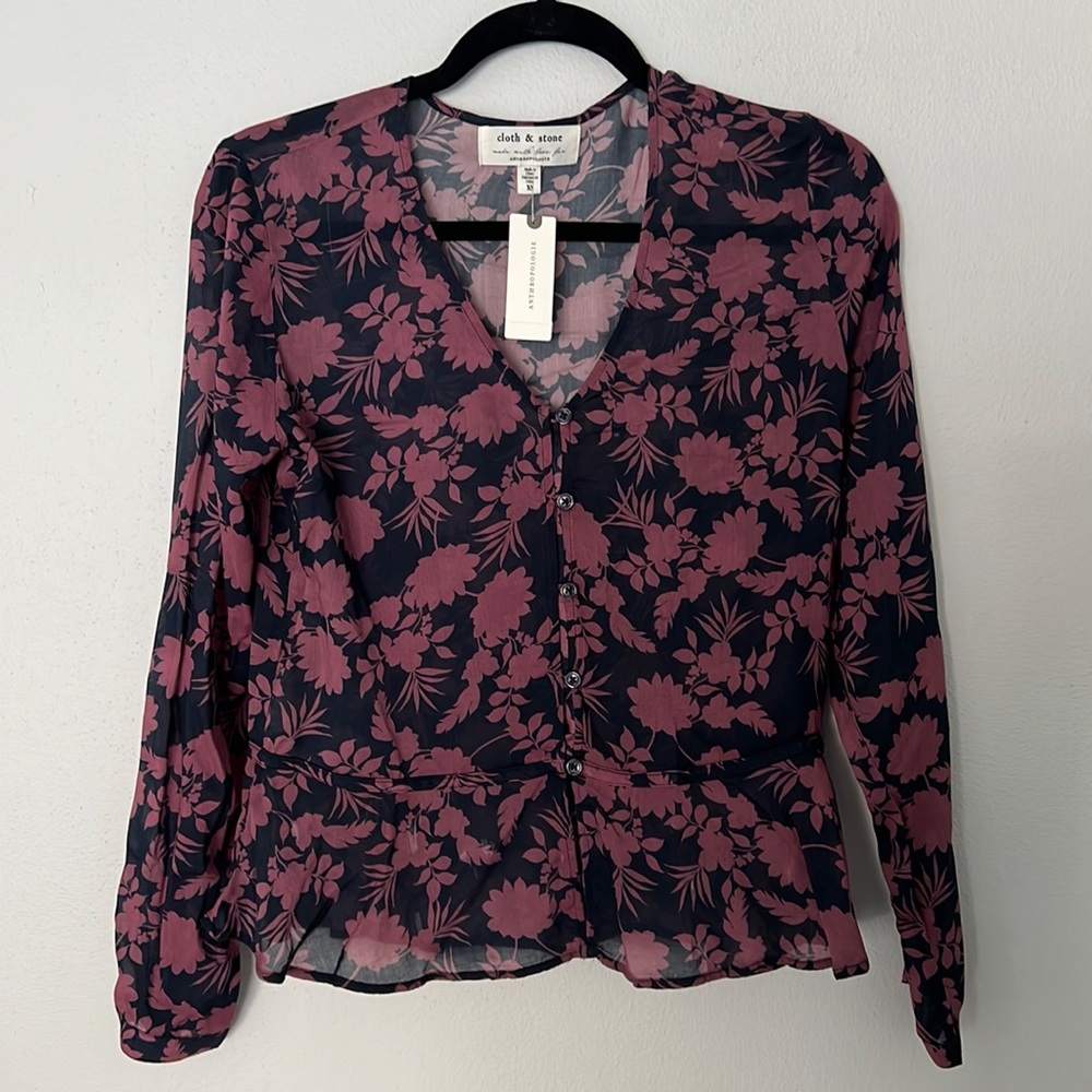Cloth & Stone Anja Floral Peplum Blouse